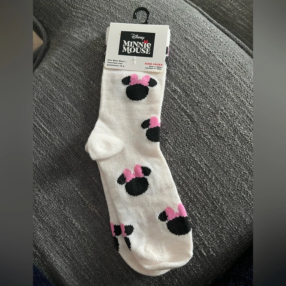 Disney Minnie Mouse White and Pink Kids Socks